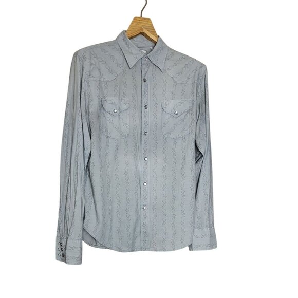 Guess Vintage Pearl Snap Button Up Gray Shirt Medium - Picture 1 of 9
